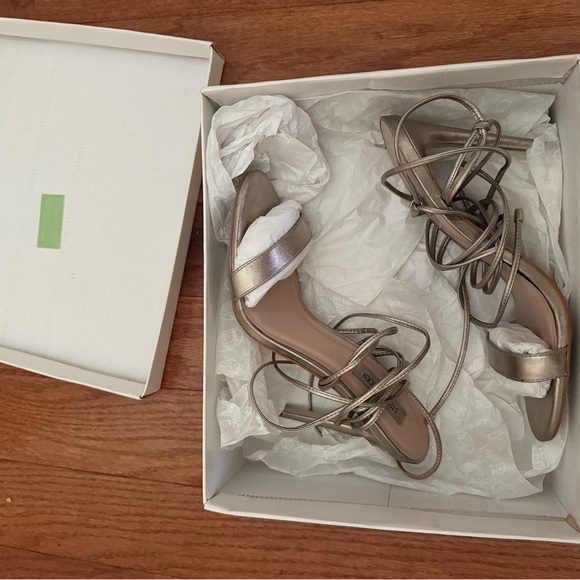 Steve Madden Level Metallic Gold Strappy Heels - Picture 9 of 10
